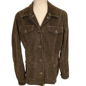 Eddie Bauer Jacket Womens Medium Brown Corduroy Utility 70s Military Gorpcore